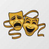 Gold Comedy en tragedie theatermaskers Raamsticker (Vel)
