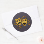 Gold Comedy en tragedie theatermaskers Ronde Sticker (Envelop)