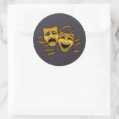 Gold Comedy en tragedie theatermaskers Ronde Sticker (Tas)