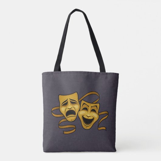 Gold Comedy en tragedie theatermaskers Tote Bag (Achterkant)