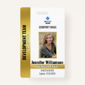 Gold Company Security QR Code Employee Photo ID Badge (Voorkant)