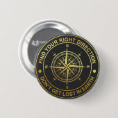 Gold Compass-richting Ronde Button 5,7 Cm (Voorkant /achterkant)