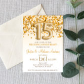 Gold Confetti 15th Wedding Jubileum Uitnodiging