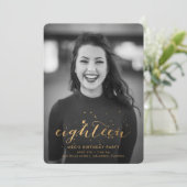 Gold Confetti 18e geboortedag foto Kaart (Staand voorkant)