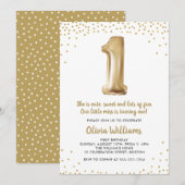 Gold Confetti 1e verjaardag | Eerste verjaardag Kaart (Voorkant / Achterkant)