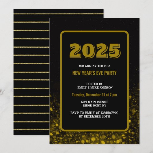 GOLD CONFETTI 2025 Nieuwjaarsnacht custom year Kaart (Voorkant / Achterkant)