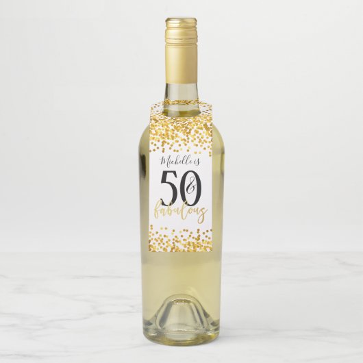 Gold Confetti 50 en Fabulous Birthday Flessenhanger (Op fles)