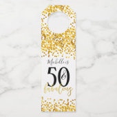 Gold Confetti 50 en Fabulous Birthday Flessenhanger (Voorkant)
