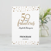 Gold Confetti 50 en geweldige Birthday Editable Programmakaart (Staand voorkant)