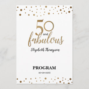 Gold Confetti 50 en geweldige Birthday Editable Programmakaart