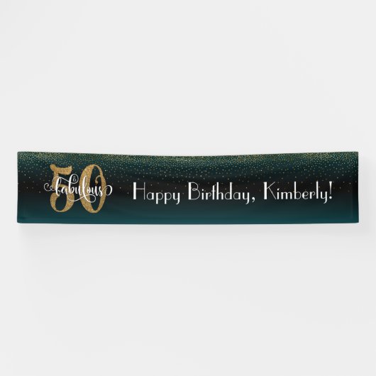 Gold Confetti 50 & Fabulous, Blauwgroen en Black O Spandoek (Horizontaal)