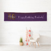 Gold Confetti 50 & Fabulous Happy Birthday, Paarse Spandoek (Insitu)