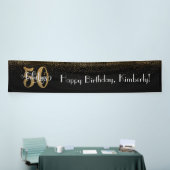 Gold Confetti 50 & Fantastische Happy Birthday, zw Spandoek (Beurs)
