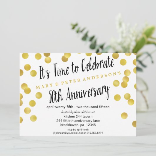 Gold Confetti 50e Jubileum feestdagen Kaart (Staand voorkant)