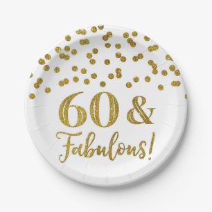 Gold Confetti 60 en Fabulous Birthday Paper Bord
