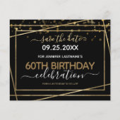 Gold Confetti 60th Birthday Save the Date Flyer (Voorkant)