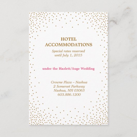 GOLD CONFETTI accommodatie kaart (Voorkant)