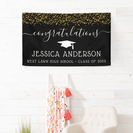 Gold Confetti Afstuderen Banners Afstudeerder Part (Insitu)