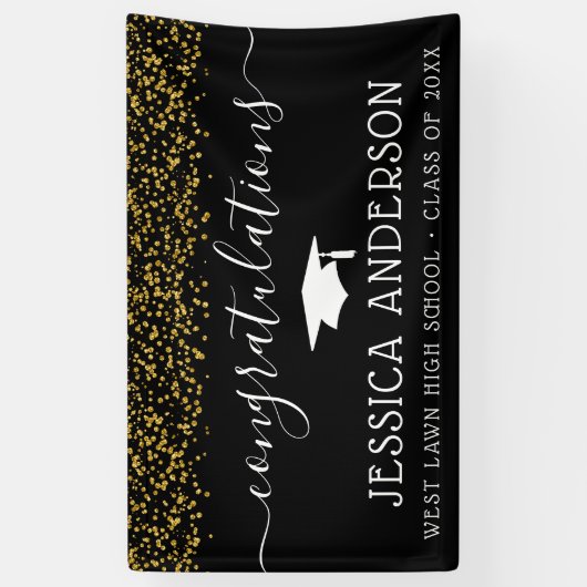 Gold Confetti Afstuderen Banners Afstudeerder Part (Verticaal)