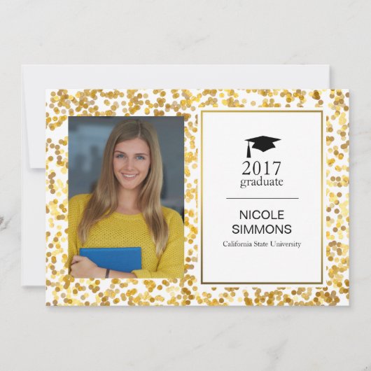 Gold Confetti Afstuderen fotokaart Kaart (Voorkant)