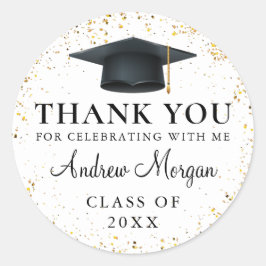 Gold confetti Afstuderen Hartelijk dank Ronde Sticker