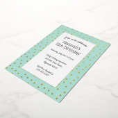 Gold confetti aquamarine verjaardagscentrum briefk folie uitnodiging (Gedraaid)