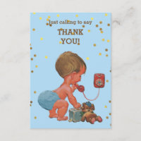 Gold Confetti Baby Boy telefonisch Dank je wel