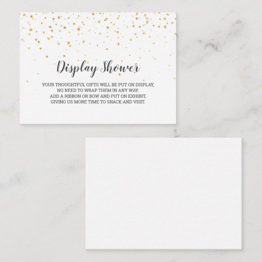 Gold Confetti Baby Display Shower Informatiekaartje (Voorkant / Achterkant)