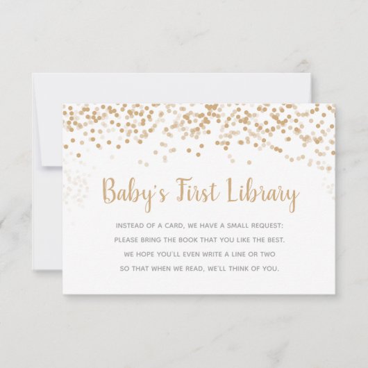 Gold Confetti Baby eerste bibliotheekaanvraag Kaart (Voorkant)