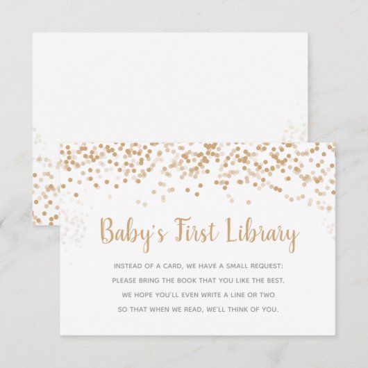 Gold Confetti Baby eerste bibliotheekaanvraag Kaart (Voorkant / Achterkant)