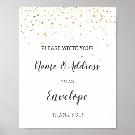 Gold Confetti Baby shower Adres en envelopteken Poster (Voorkant)