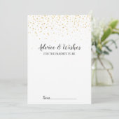 Gold Confetti Baby shower Advice-kaarten Advieskaart (Staand voorkant)