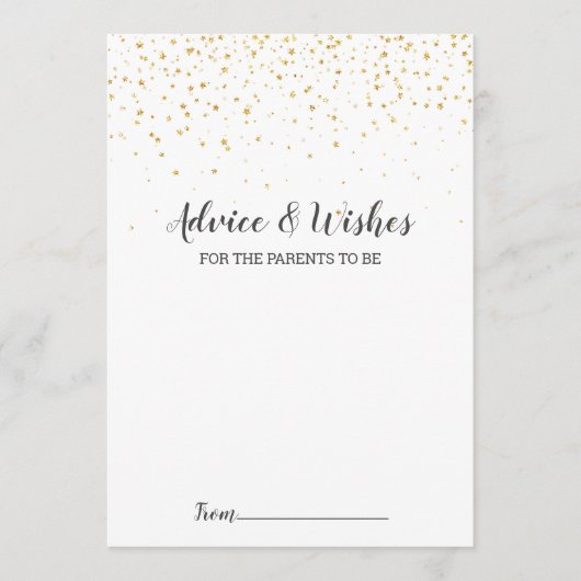 Gold Confetti Baby shower Advice-kaarten Advieskaart (Voorkant)