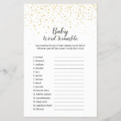 Gold Confetti Baby shower Baby Word Scramble Game Flyer (Voorkant)