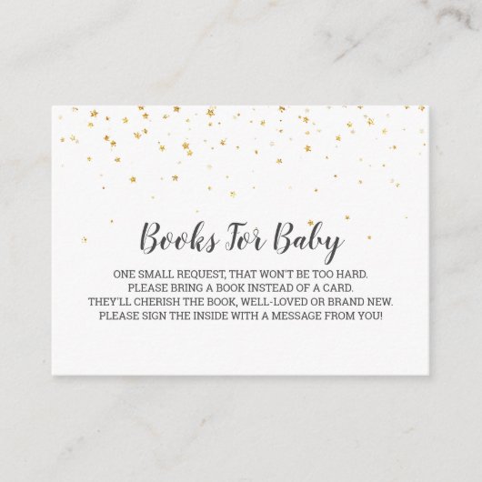Gold Confetti Baby shower Book Request Informatiekaartje (Voorkant)