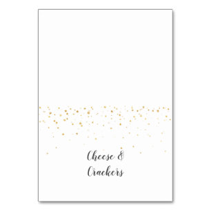Gold Confetti Baby shower Buffet Food Labels Kaart