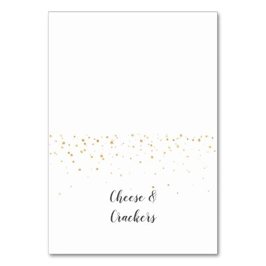 Gold Confetti Baby shower Buffet Food Labels Kaart (Voorkant)