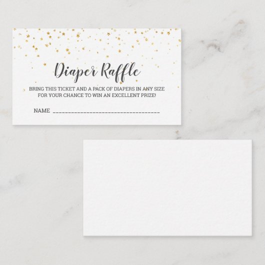 Gold Confetti Baby shower Diaper Raffle Informatiekaartje (Voorkant / Achterkant)