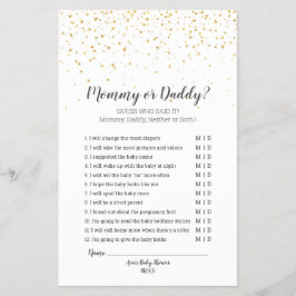 Gold Confetti Baby shower mama of papa Game Flyer