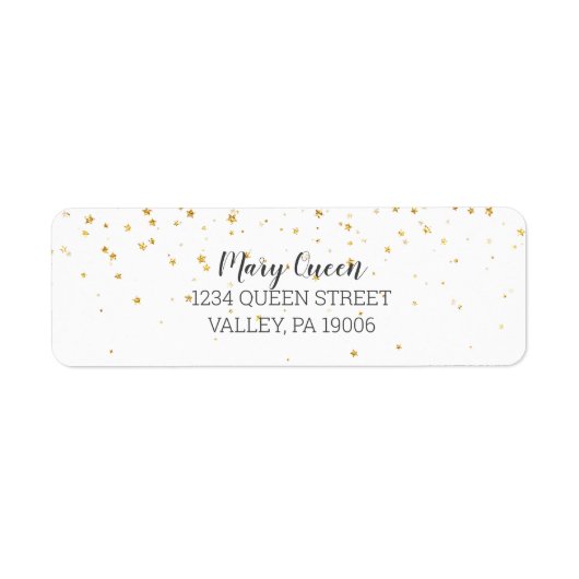 Gold Confetti Baby shower Return Address Labels (Voorkant)