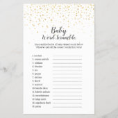 Gold Confetti Baby shower UK Baby Word Scramble Flyer (Voorkant)