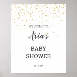 Gold Confetti Baby shower Welkomstteken Poster