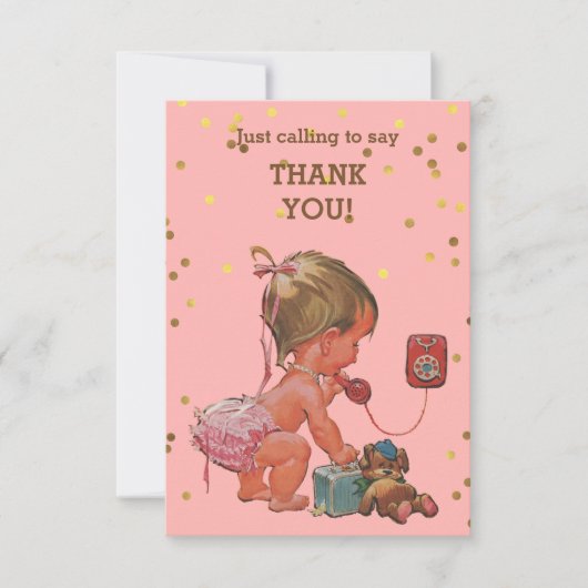 Gold Confetti  Baby telefonisch bedankt (Voorkant)