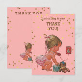 Gold Confetti  Baby telefonisch bedankt (Voorkant / Achterkant)