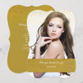 Gold Confetti Bat Mitzvah Uitnodiging (Voorkant / Achterkant)