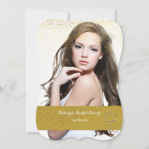 Gold Confetti Bat Mitzvah Uitnodiging