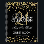 Gold Confetti Black 21st Birthday Guestbook Notitieboek<br><div class="desc">Een elegante 21e Birthday Party-sjabloon voor gastboeken met Gold Glitter-Confetti op zwart ontwerp en eenvoudig aan te passen tekst.</div>