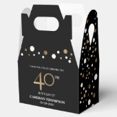 Gold Confetti Black 40e verjaardag Favor Box Bedankdoosjes (Geopend)