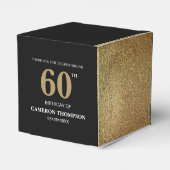 Gold Confetti Black 60e verjaardag Favor Box Bedankdoosjes (Achterkant)