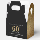 Gold Confetti Black 60th birthday Personalized Bedankdoosjes (Open)